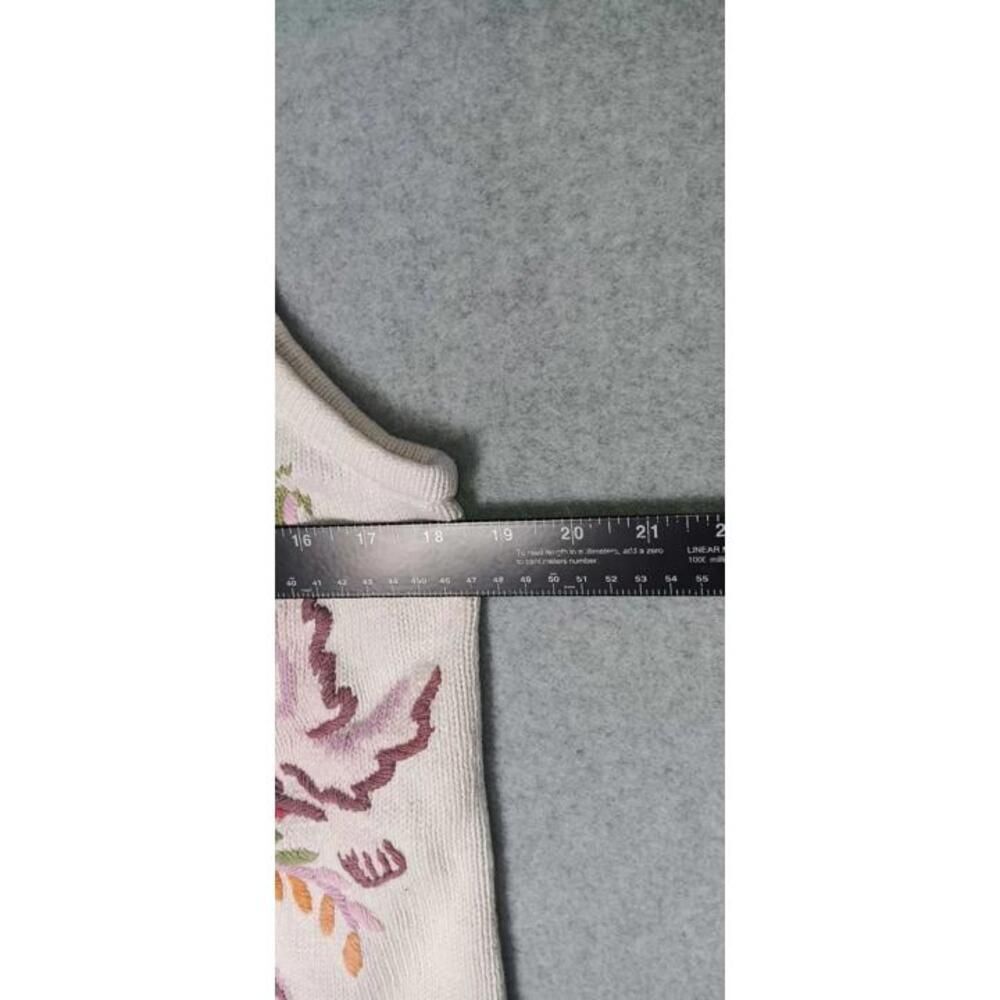 Bird Embroidered Knitted Sweater Vest Womens Size Petite Medium White Birds And - Picture 8 of 10